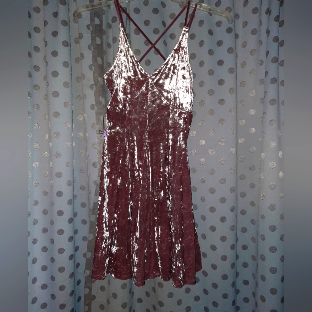 AMERICAN EAGLE OUTFITTERS Velour Strappy Mini Dress XS - Picture 5 of 14